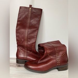 Sam Edelman Leather Riding Boots with Gold Stud embellishments